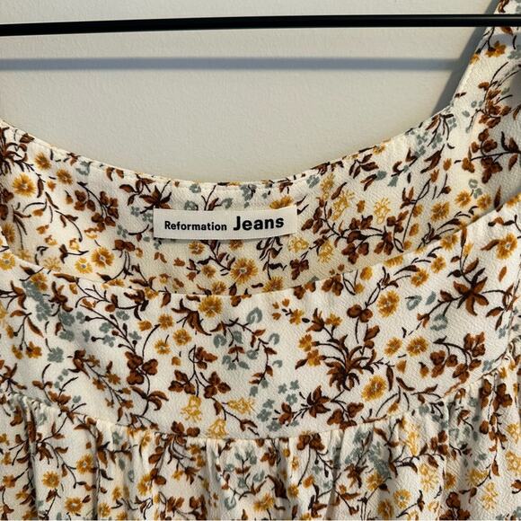 Reformation Jeans Cream Floral Mini Dress XS - Picture 8 of 10